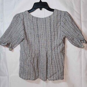 Flawless Women's Button Down Cotton Blouse In Gray Size Small